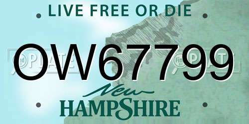 OW67799 New Hampshire License Plate