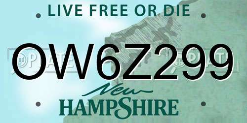 OW6Z299 New Hampshire License Plate