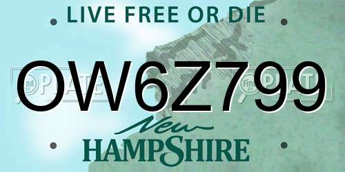 OW6Z799 New Hampshire License Plate