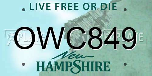 OWC849 New Hampshire License Plate