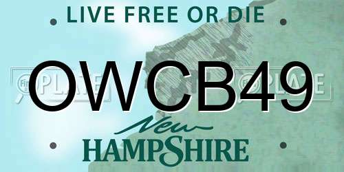 OWCB49 New Hampshire License Plate