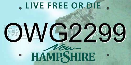 OWG2299 New Hampshire License Plate
