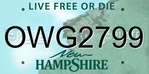 OWG2799 New Hampshire License Plate