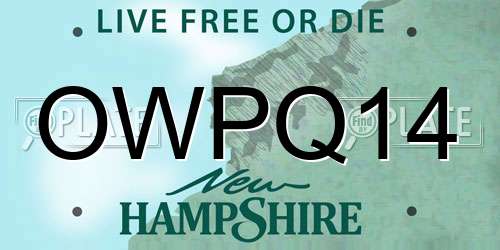 OWPQ14 New Hampshire License Plate