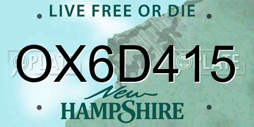 OX6D415 New Hampshire License Plate