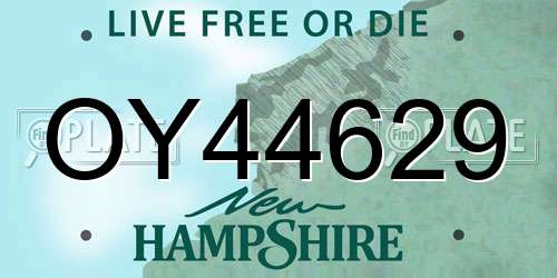 OY44629 New Hampshire License Plate