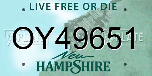OY49651 New Hampshire License Plate