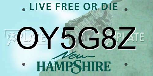 OY5G8Z New Hampshire License Plate
