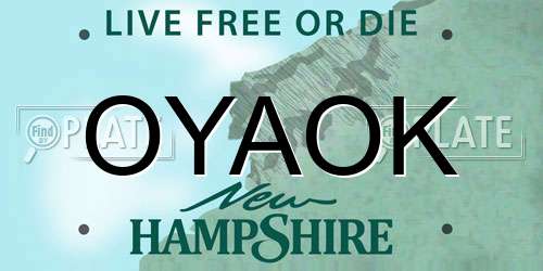 OYAOK New Hampshire License Plate