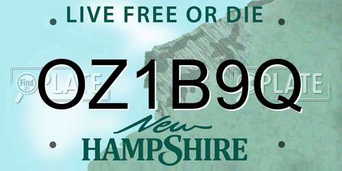 OZ1B9Q New Hampshire License Plate
