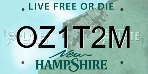 OZ1T2M New Hampshire License Plate