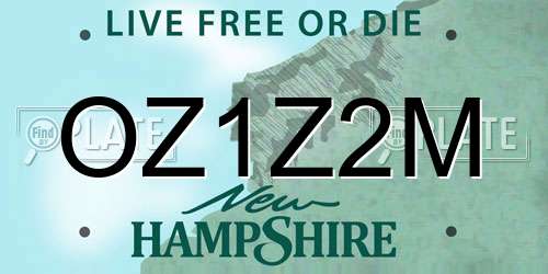 OZ1Z2M New Hampshire License Plate