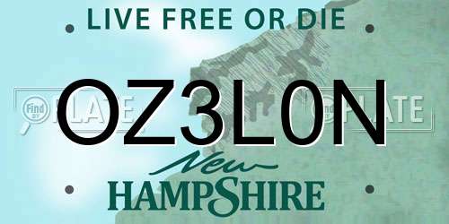 OZ3L0N New Hampshire License Plate