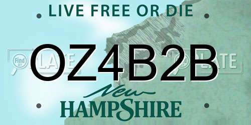 OZ4B2B New Hampshire License Plate