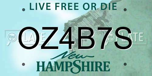 OZ4B7S New Hampshire License Plate