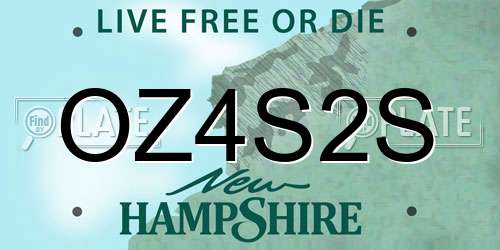 OZ4S2S New Hampshire License Plate