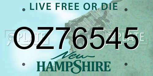OZ76545 New Hampshire License Plate