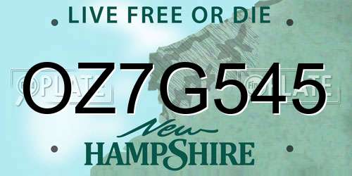 OZ7G545 New Hampshire License Plate