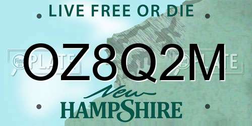 OZ8Q2M New Hampshire License Plate