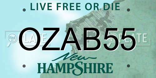 OZAB55 New Hampshire License Plate