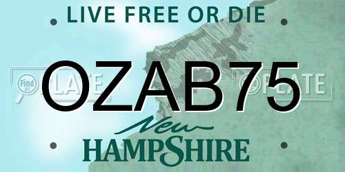 OZAB75 New Hampshire License Plate