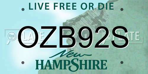 OZB92S New Hampshire License Plate