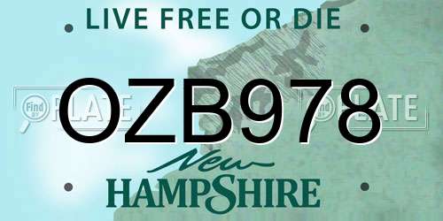 OZB978 New Hampshire License Plate