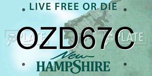 OZD67C New Hampshire License Plate
