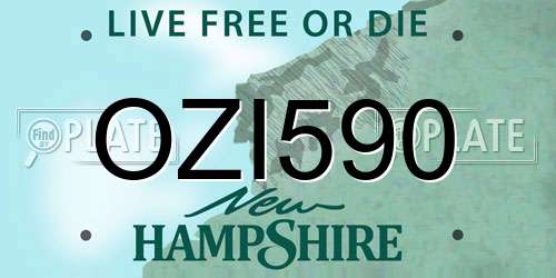 OZI590 New Hampshire License Plate