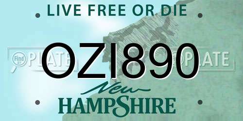 OZI890 New Hampshire License Plate