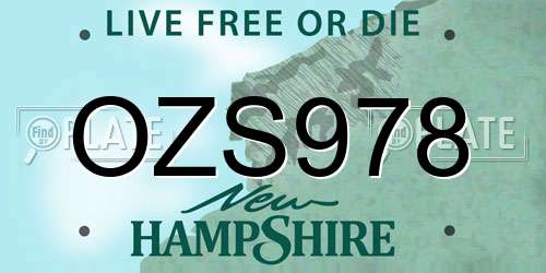 OZS978 New Hampshire License Plate