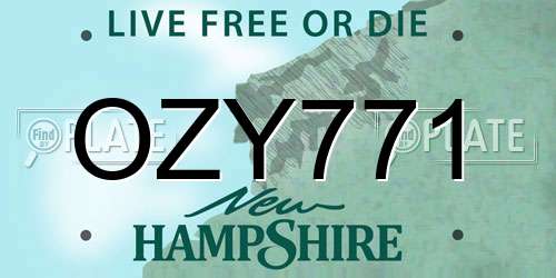 OZY771 New Hampshire License Plate