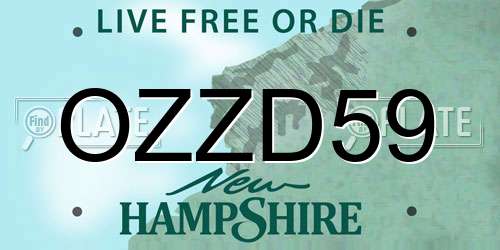 OZZD59 New Hampshire License Plate