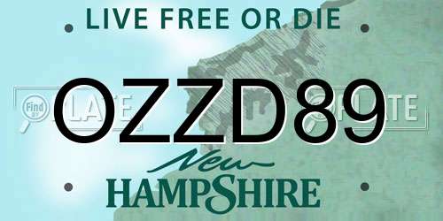 OZZD89 New Hampshire License Plate