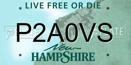 P2A0VS New Hampshire License Plate
