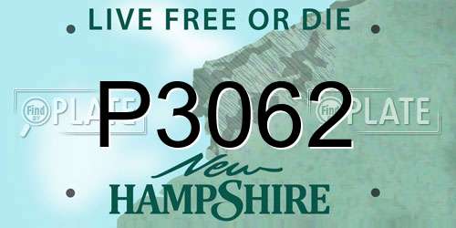 P3062 New Hampshire License Plate