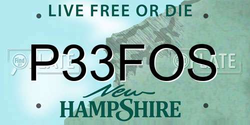 P33FOS New Hampshire License Plate