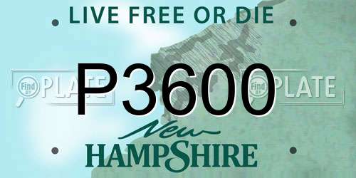 P3600 New Hampshire License Plate