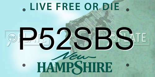 P52SBS New Hampshire License Plate