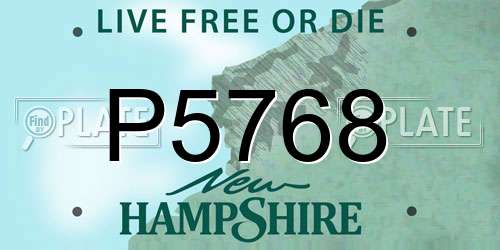 P5768 New Hampshire License Plate