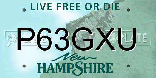 P63GXU New Hampshire License Plate