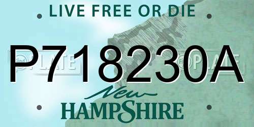 P718230A New Hampshire License Plate