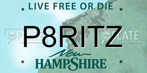 P8RITZ New Hampshire License Plate