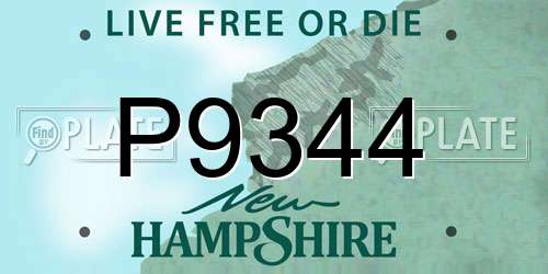 P9344 New Hampshire License Plate