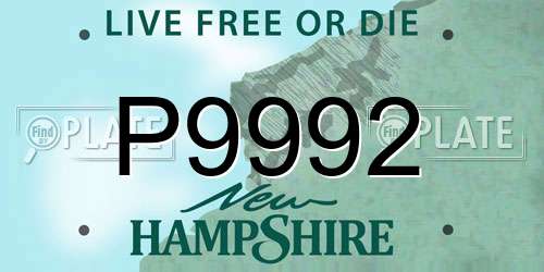 P9992 New Hampshire License Plate