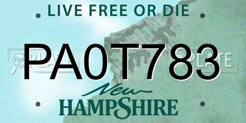 PA0T783 New Hampshire License Plate