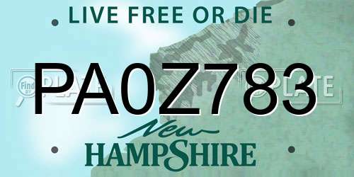 PA0Z783 New Hampshire License Plate