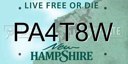 PA4T8W New Hampshire License Plate