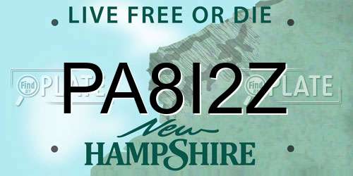 PA8I2Z New Hampshire License Plate