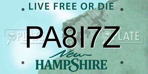 PA8I7Z New Hampshire License Plate